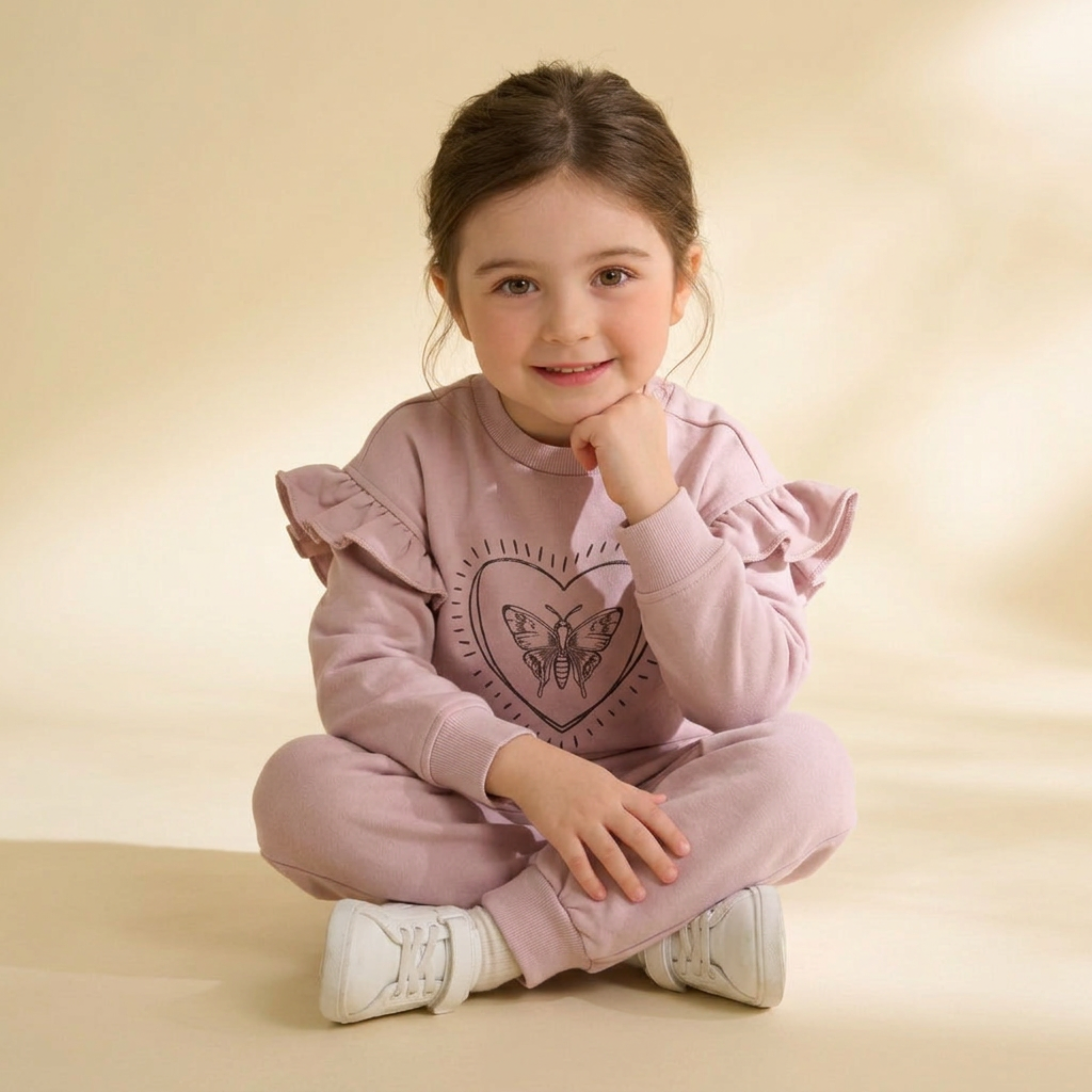 Organic Fleece Ruffle Sleeve Sweatshirt - Love Wings