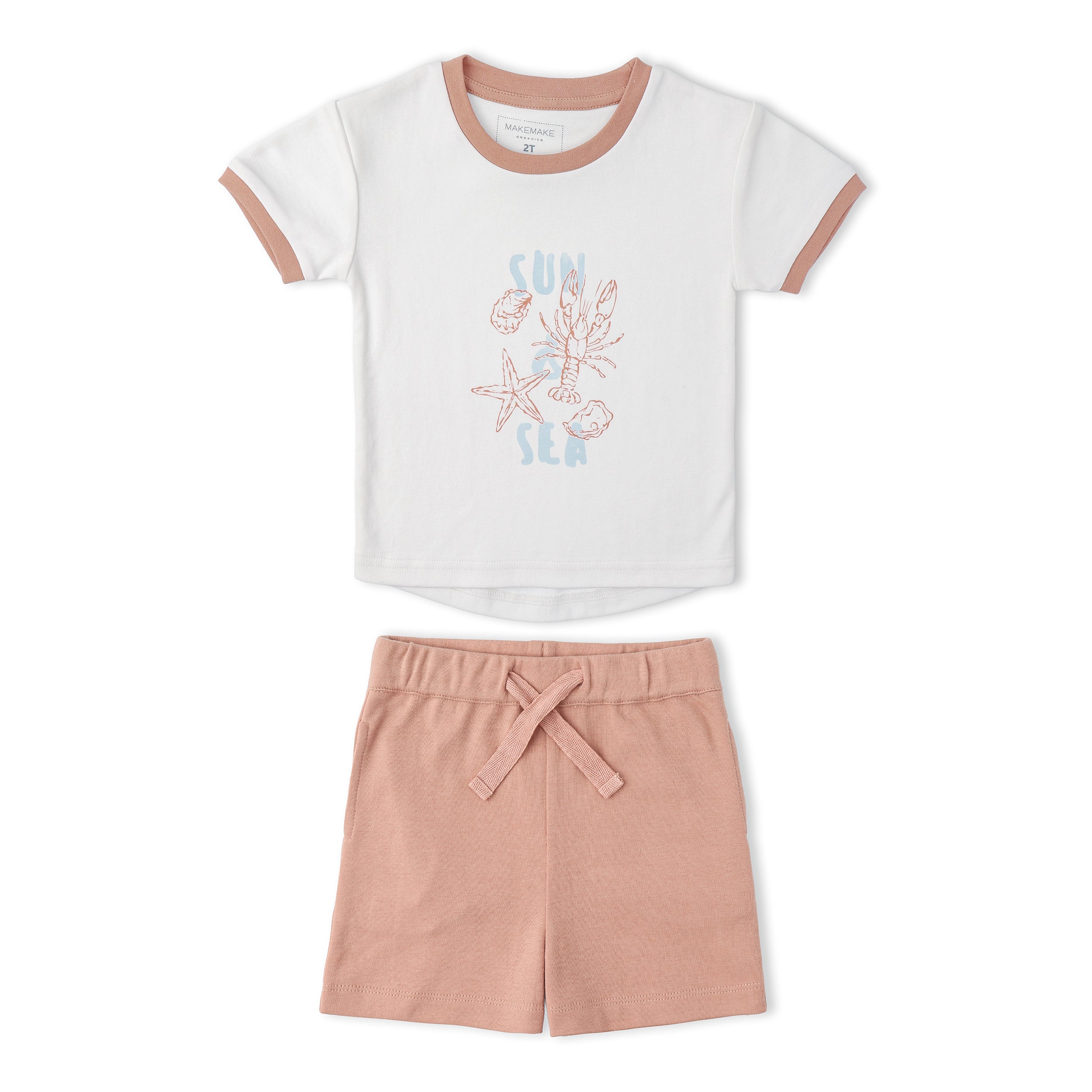 Organic Graphic Tee & Shorts Set - Beach Day - Makemake Organics
