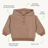 Organic Fleece Henley Hoodie - Taupe - Makemake Organics