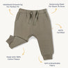 Organic Fleece Jogger Pants - Olive - Makemake Organics