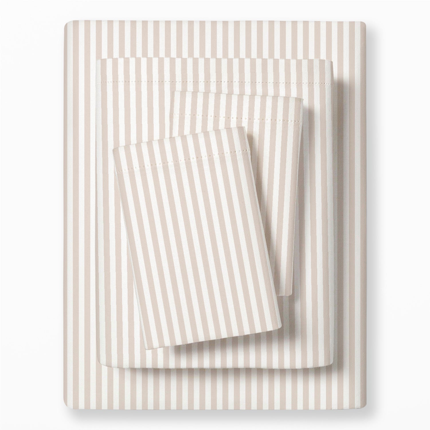 Organic Cotton Sheet Set - Beige Stripes - Makemake Organics