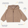 Organic Fleece Hooded Jacket - Taupe - Makemake Organics