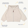 Organic Fleece Hooded Jacket - Oat - Makemake Organics