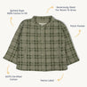 Organic Quilted Button Jacket - Olive Plaid - Makemake Organics