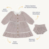 Organic Tiered Dress - Plum Stripes - Makemake Organics