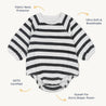 Organic Bubble Romper - Slate Stripes - Makemake Organics