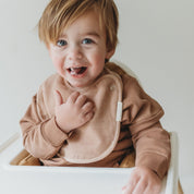 Organic Baby Bibs Muslin - Blush Oat & Pecan - Makemake Organics