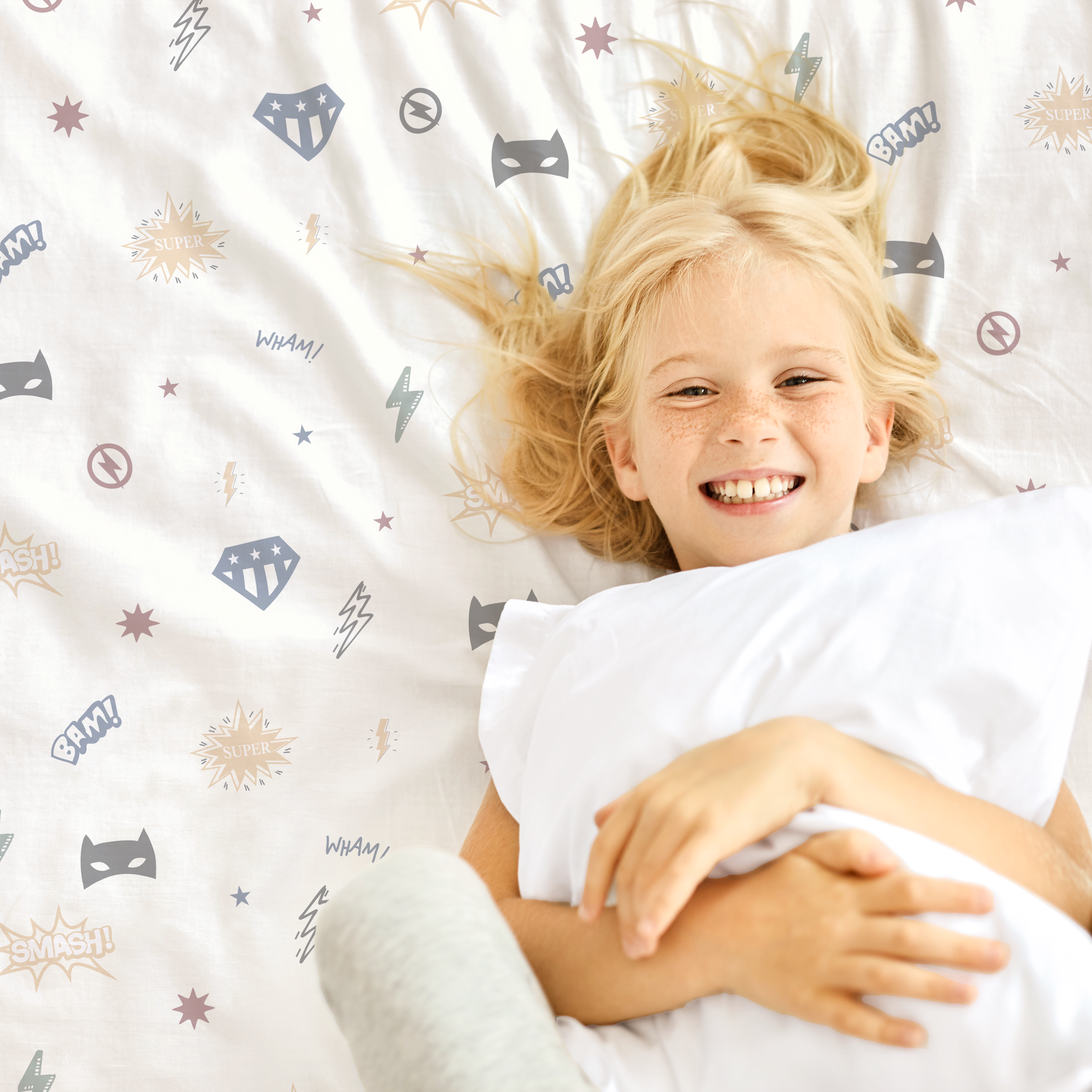Organic Cotton Sheet Set - Mighty Heros - Makemake Organics