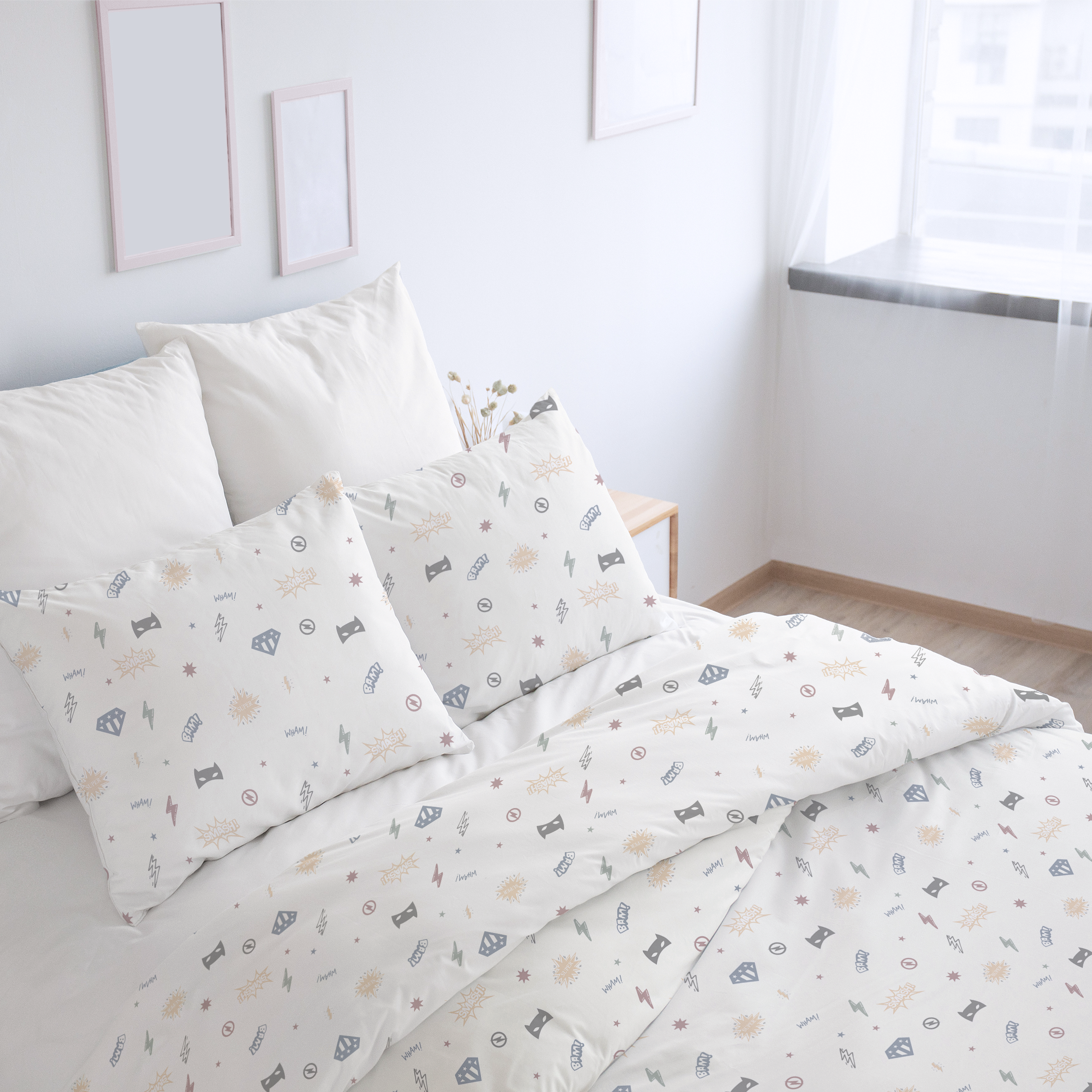 Organic Duvet Cover - Mighty Heros - Makemake Organics