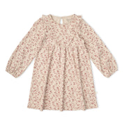 Organic Long Sleeve Ruffle -V- Dress - Petal Whispers