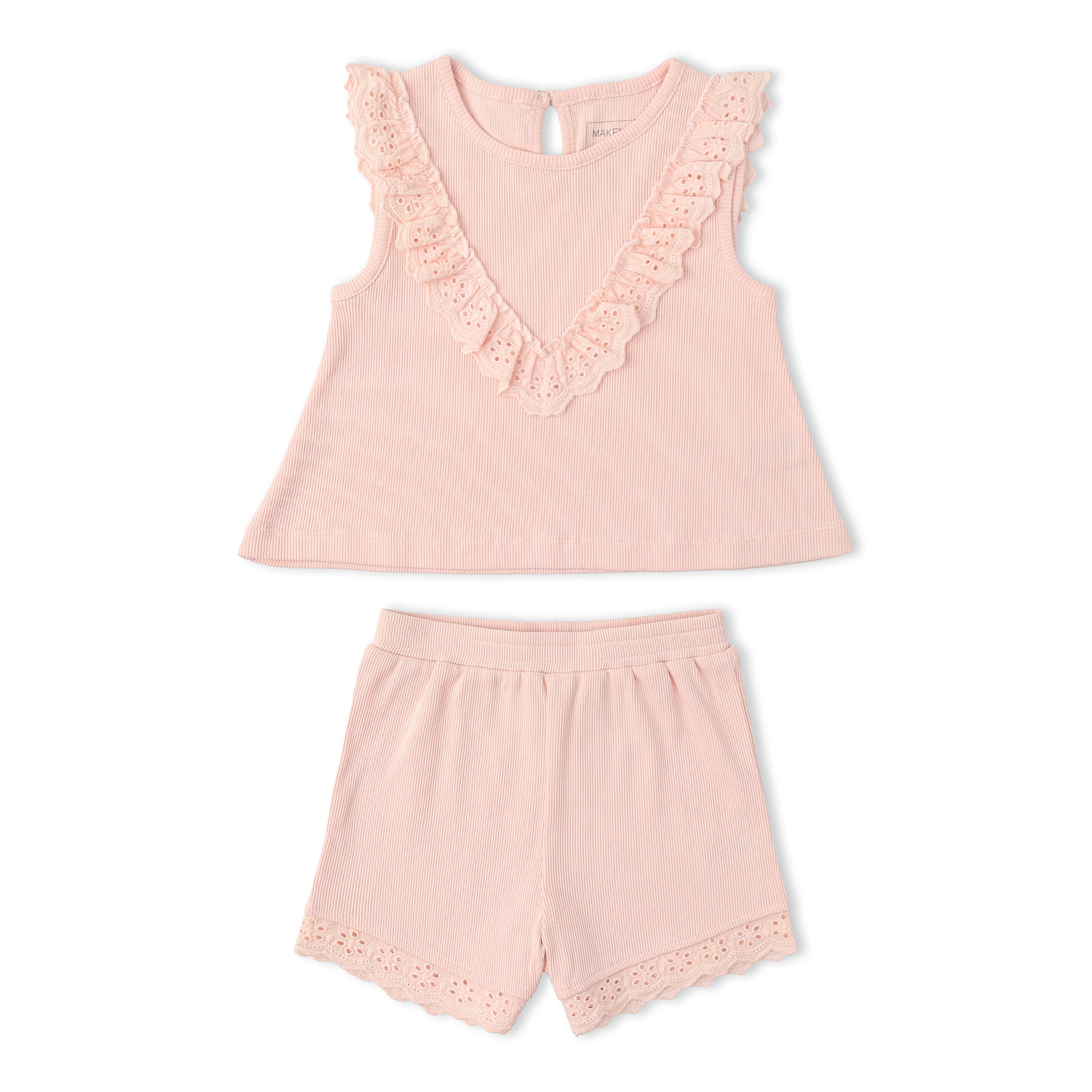 Organic Ruffle Top & Shorts Set - Blush - Makemake Organics