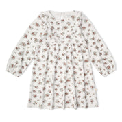 Organic Long Sleeve Ruffle -V- Dress - Winter Berry