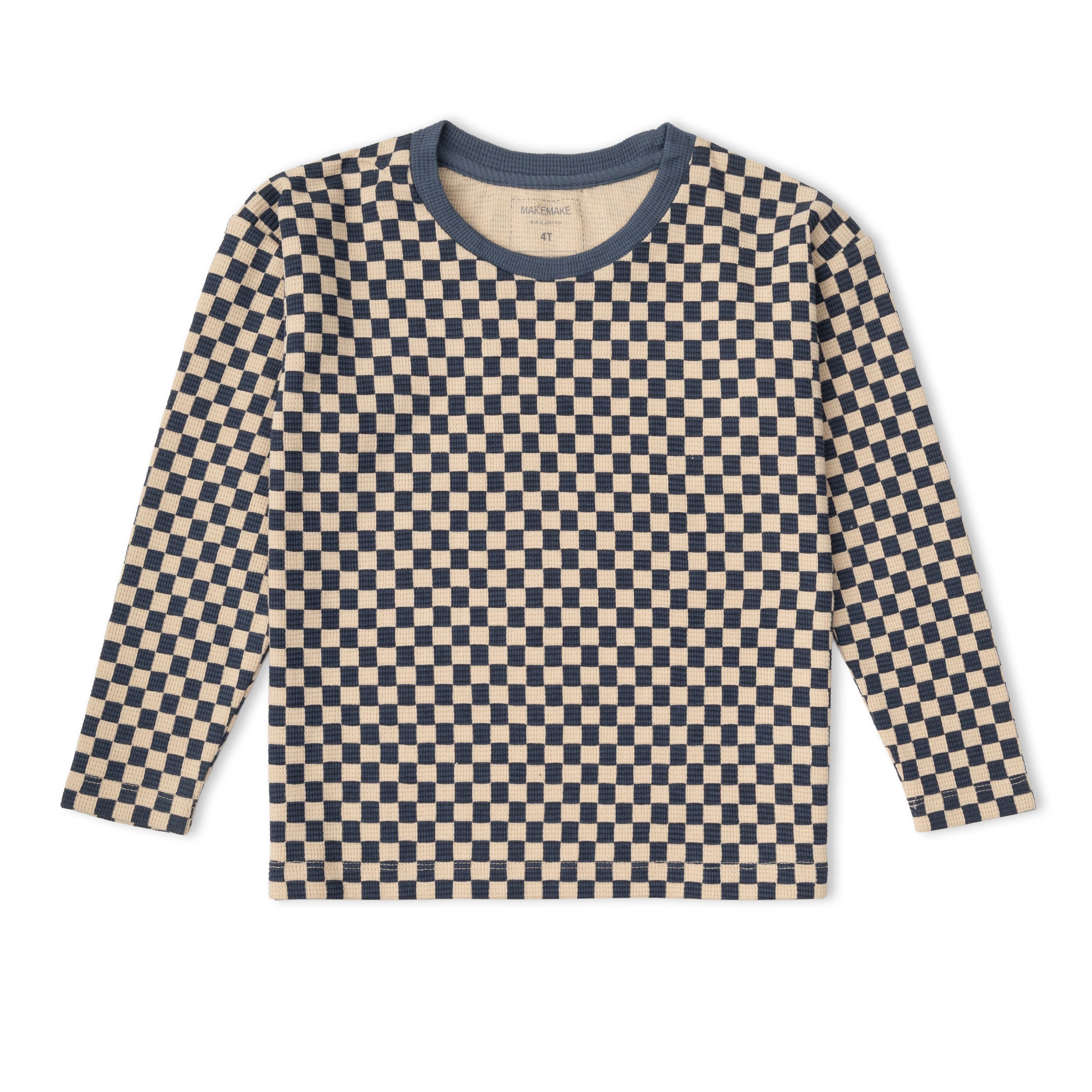 Organic Tee & Foldover Pants Set - Midnight Check