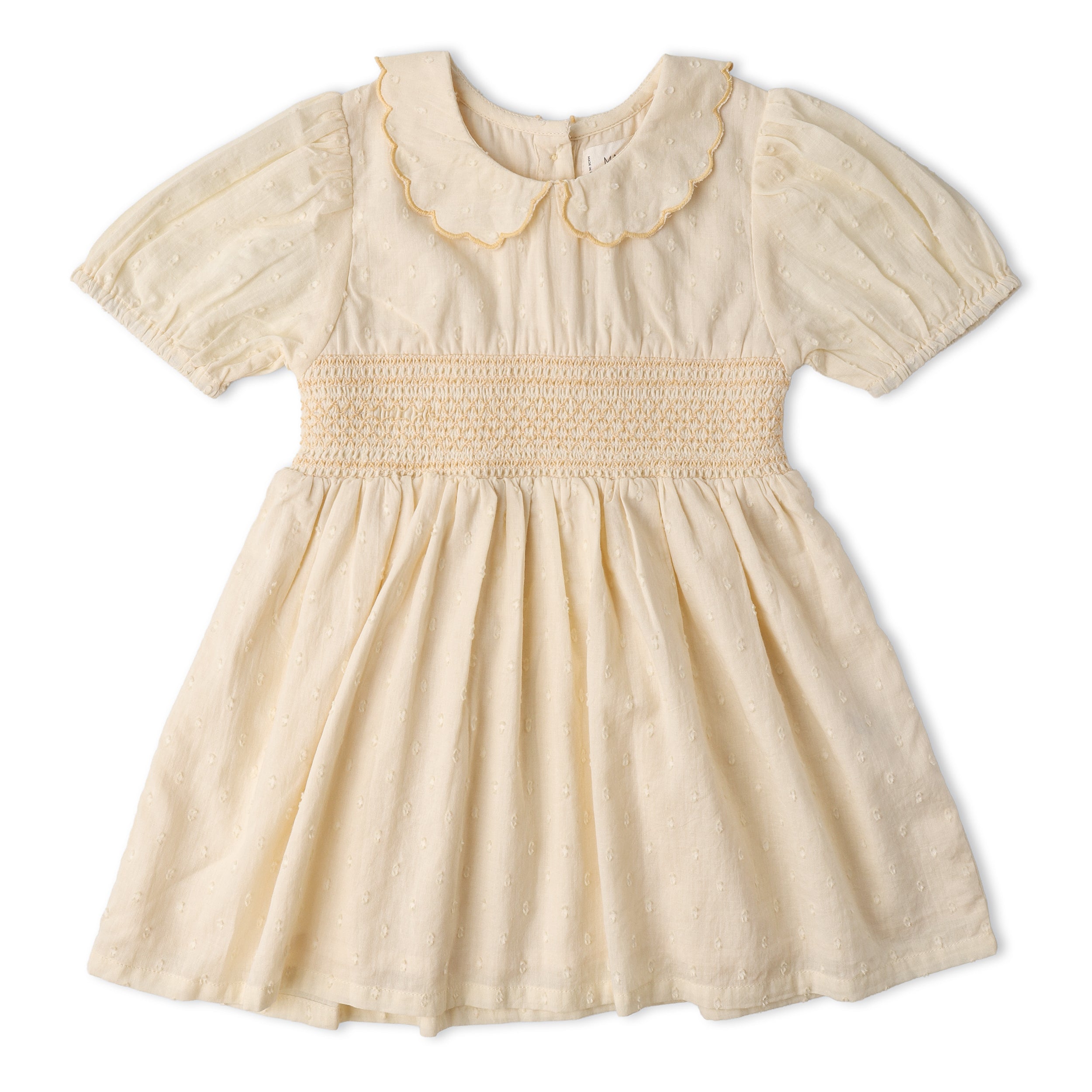 Organic Smocked Collar Dress - Butter Yellow - Makemake Organics