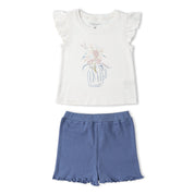 Organic Sleeveless Flutter Top & Shorts Set - Spring Floral - Makemake Organics