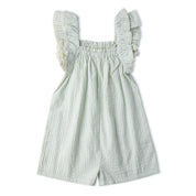 Organic Flutter Jumpsuit - Basil Stripes - Makemake Organics