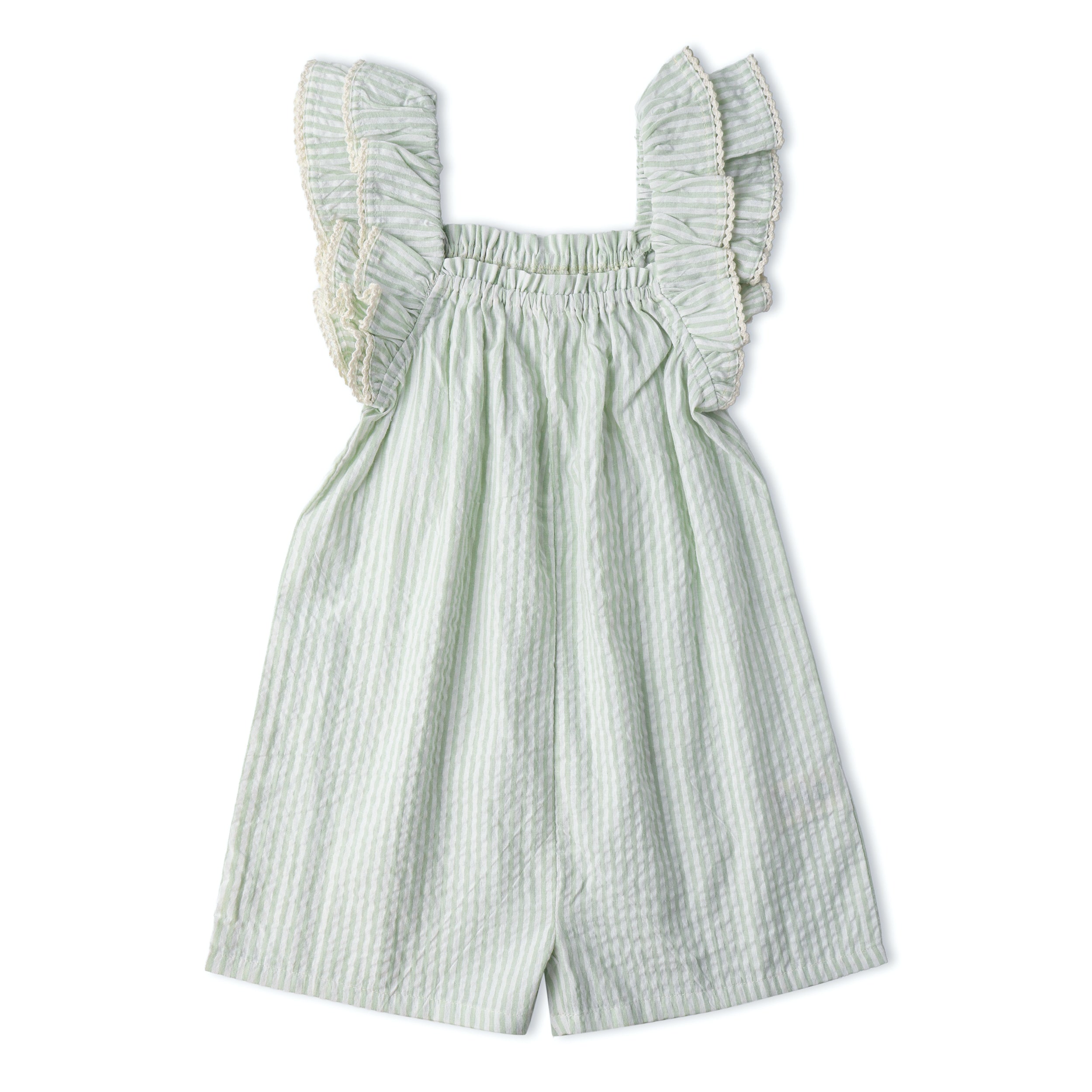 Organic Flutter Jumpsuit - Basil Stripes - Makemake Organics