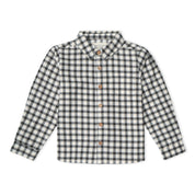 Organic Collared Long Sleeve Shirt - Charcoal Plaid
