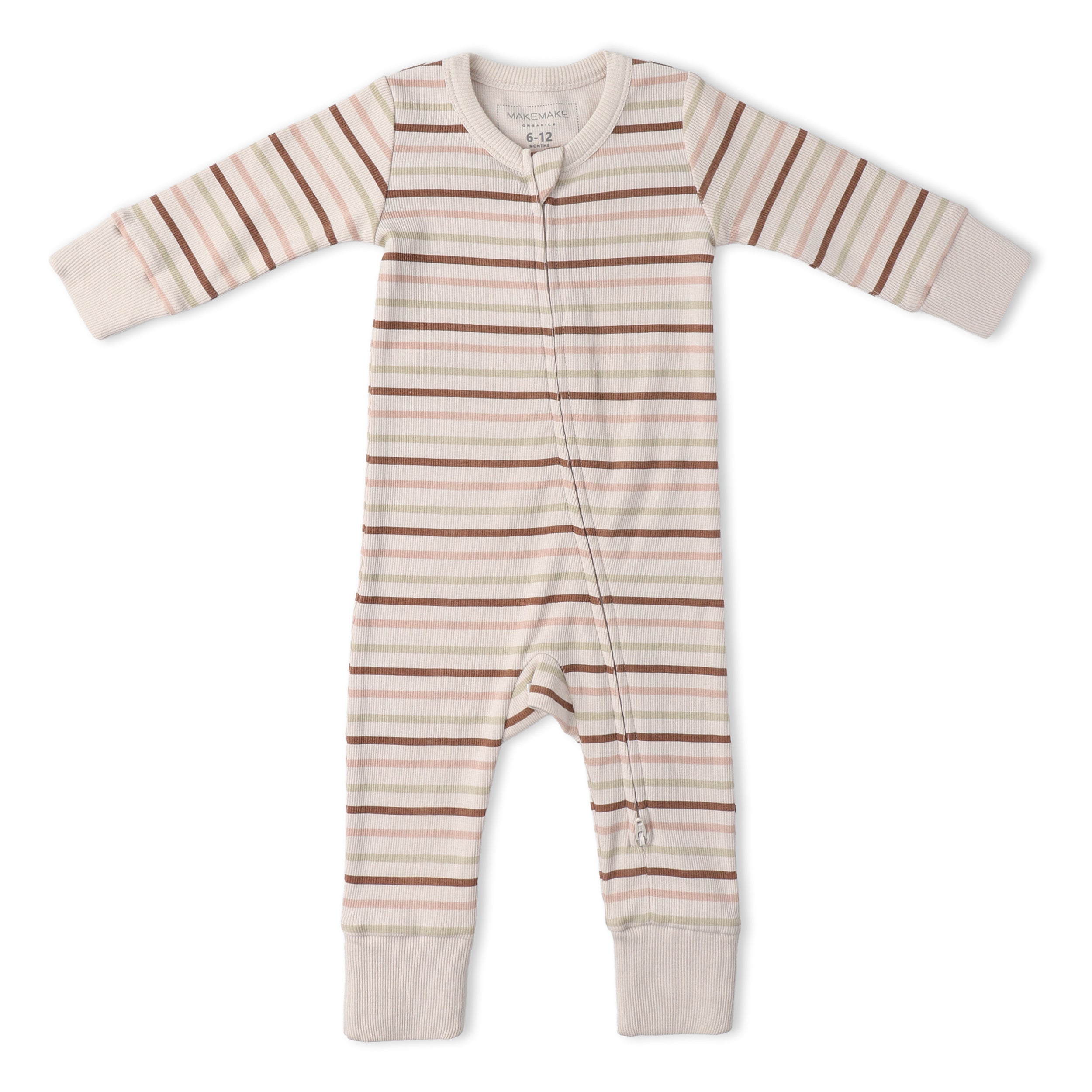Organic 2-Way Zip Romper - Terra Stripes - Makemake Organics