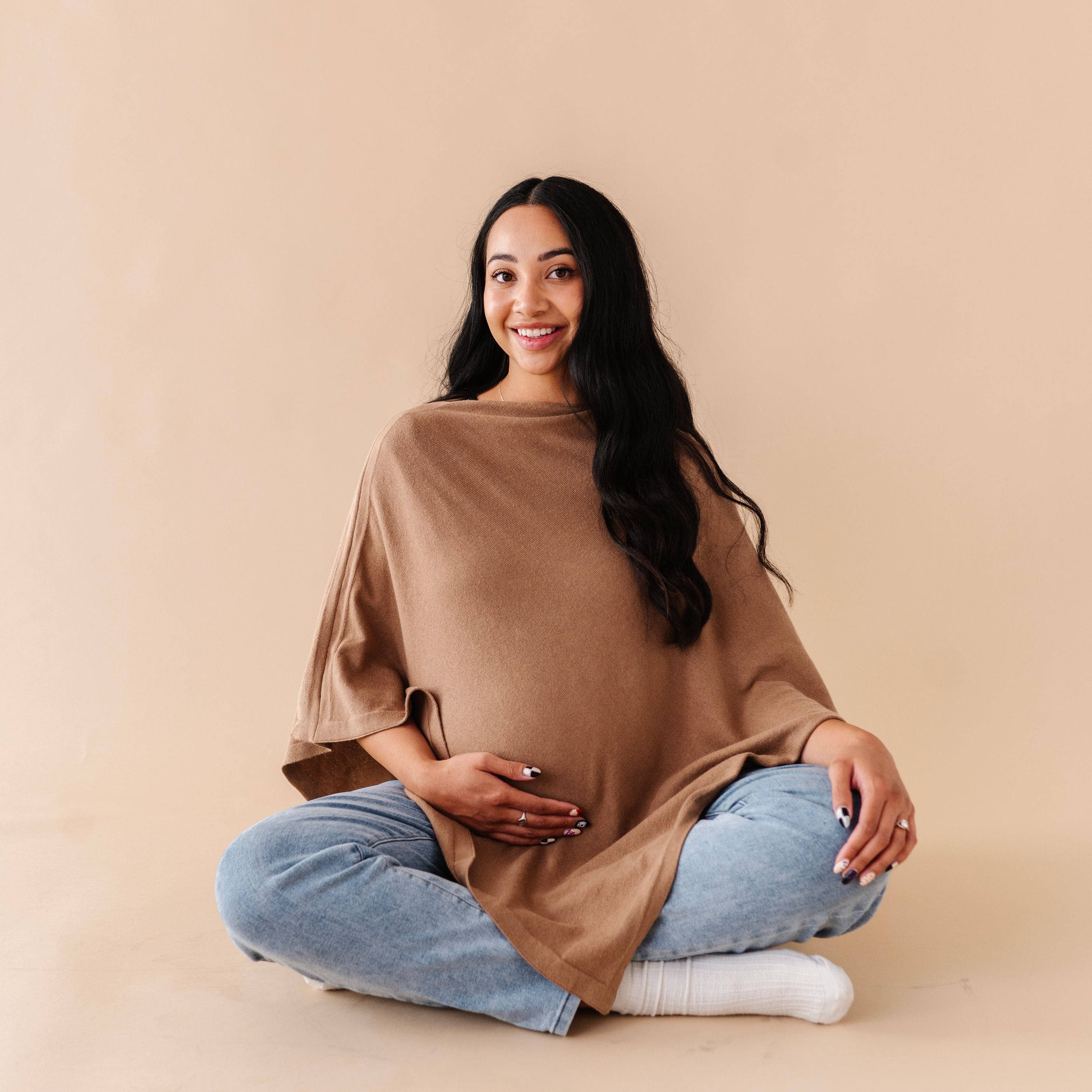 Organic Nursing Shawl Cover - Brown - Makemake Organics