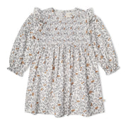 Organic Smocked Ruffle Dress - Ivy