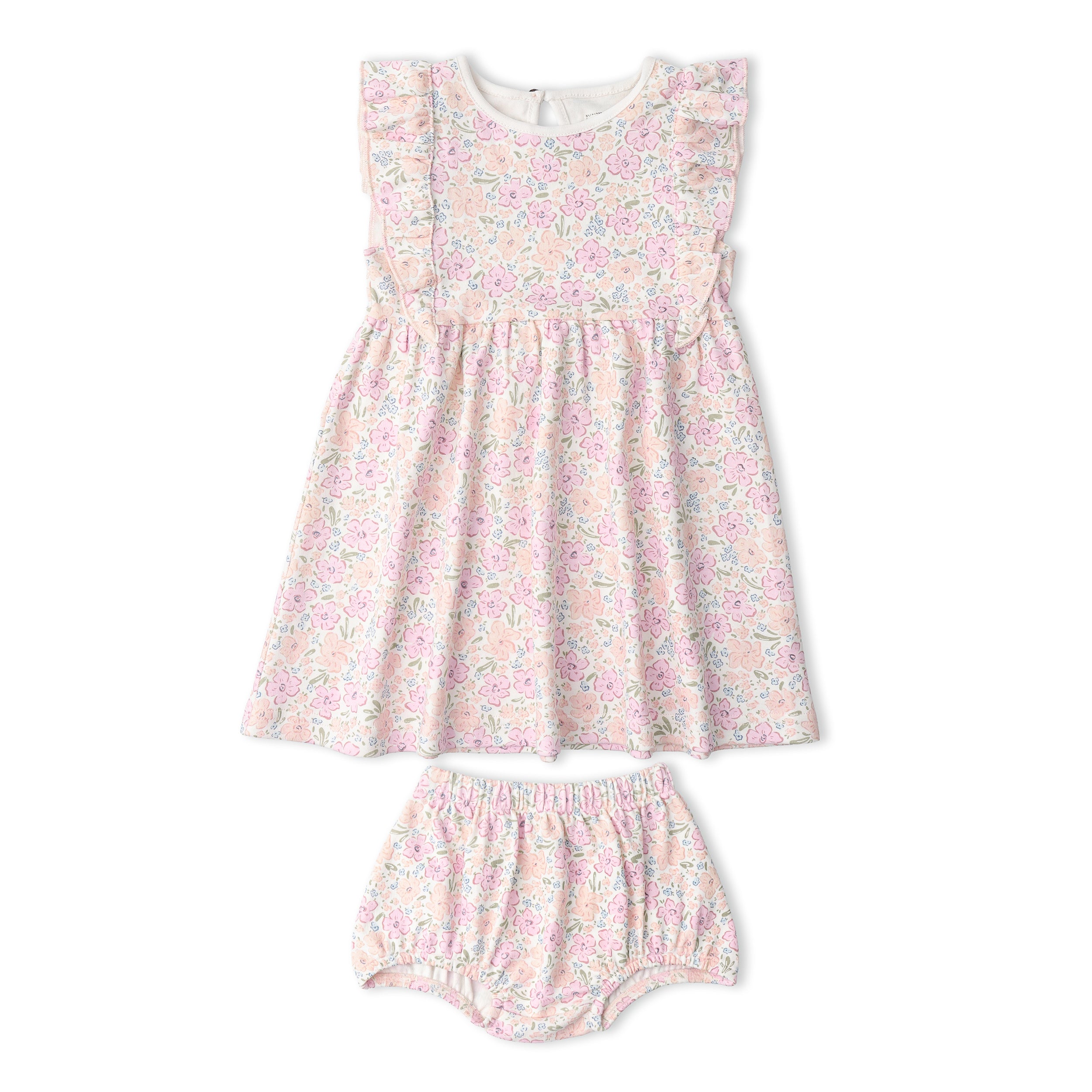 Organic Flutter Dress - Peony - Makemake Organics