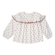 Organic Ruffle Cotton Blouse - Forest Scatter
