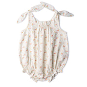 Organic Tie Shoulder Bubble Romper - Spring Weave - Makemake Organics