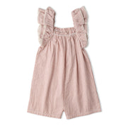 Organic Flutter Jumpsuit - Coral Stripes - Makemake Organics