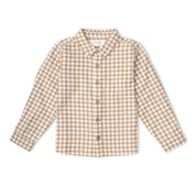 Organic Collared Long Sleeve Shirt - Oat Gingham