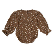 Organic Ruffle Bubble Romper - Chestnut Bloom