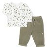 Organic Tee and Corduroy Pant Set - Olive - Makemake Organics