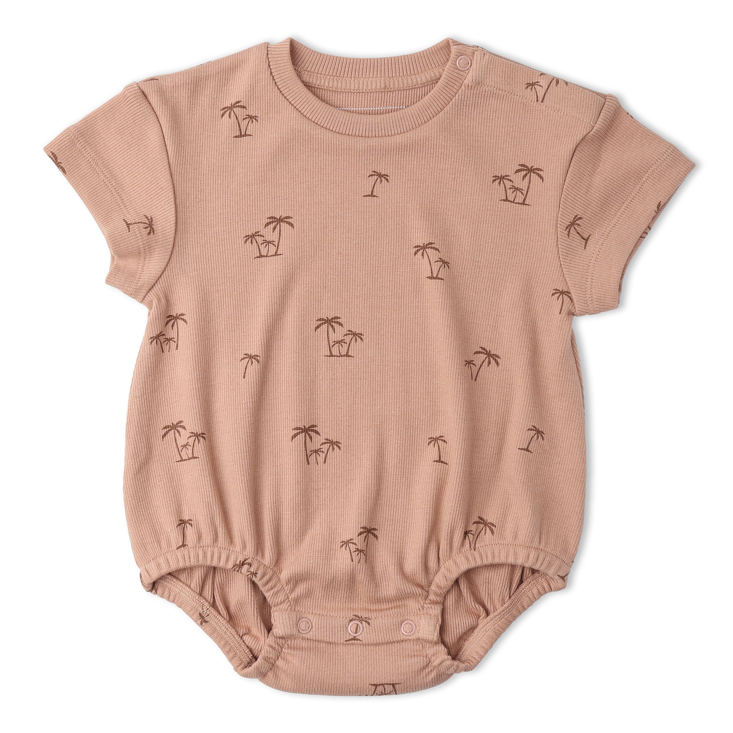 Organic Short Sleeve Bubble Romper - Island Palm - Makemake Organics