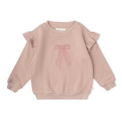 Organic Fleece Ruffle Sleeve Sweatshirt - Bow