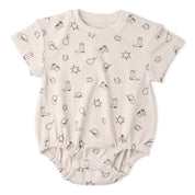 Organic Short Sleeve Bubble Romper - Rodeo - Makemake Organics