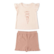 Organic Sleeveless Flutter Top & Shorts Set - Bows - Makemake Organics