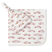 Organic Swaddle Blanket & Hat Set - Cars - Makemake Organics