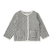 Organic Quilted Buttoned Jacket - Charcoal Plaid