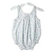 Organic Tie Shoulder Bubble Romper - Ivy Floral - Makemake Organics