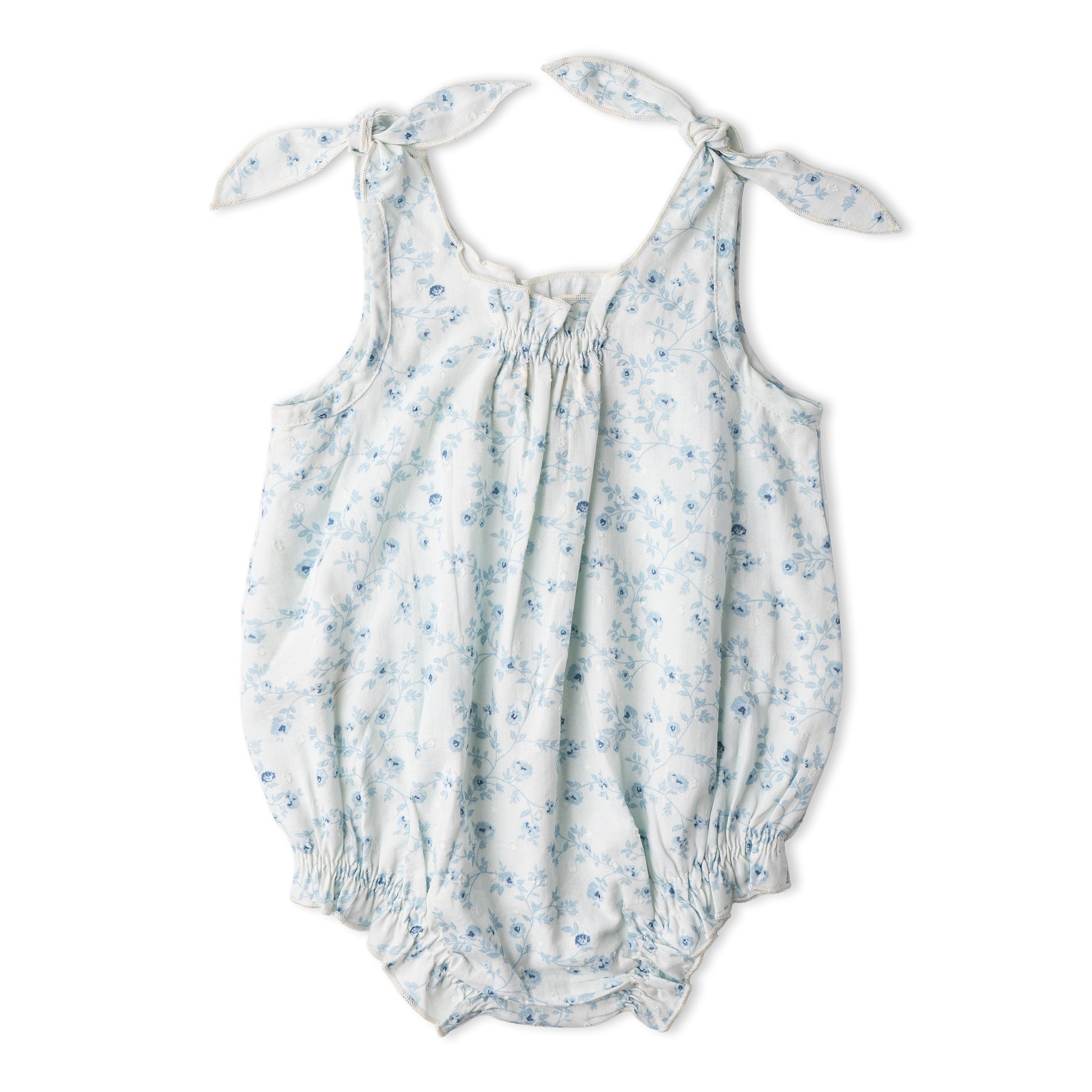 Organic Tie Shoulder Bubble Romper - Ivy Floral - Makemake Organics