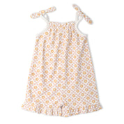 Organic Ruffle Jumpsuit - Pop Floral - Makemake Organics