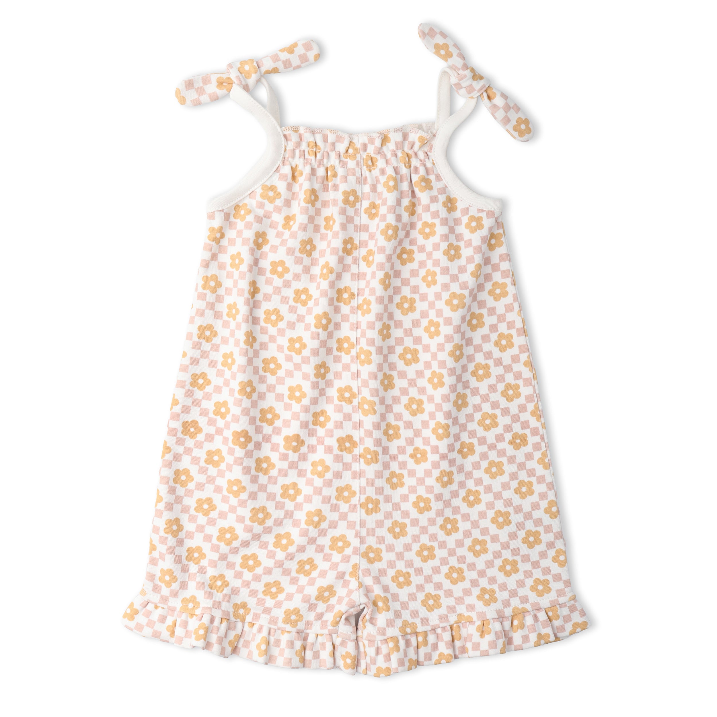 Organic Ruffle Jumpsuit - Pop Floral - Makemake Organics