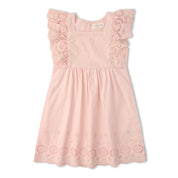 Organic Eyelet Flutter Dress - Blush Eyelet - Makemake Organics