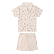 Organic Collar Tee & Shorts Set - Rodeo - Makemake Organics