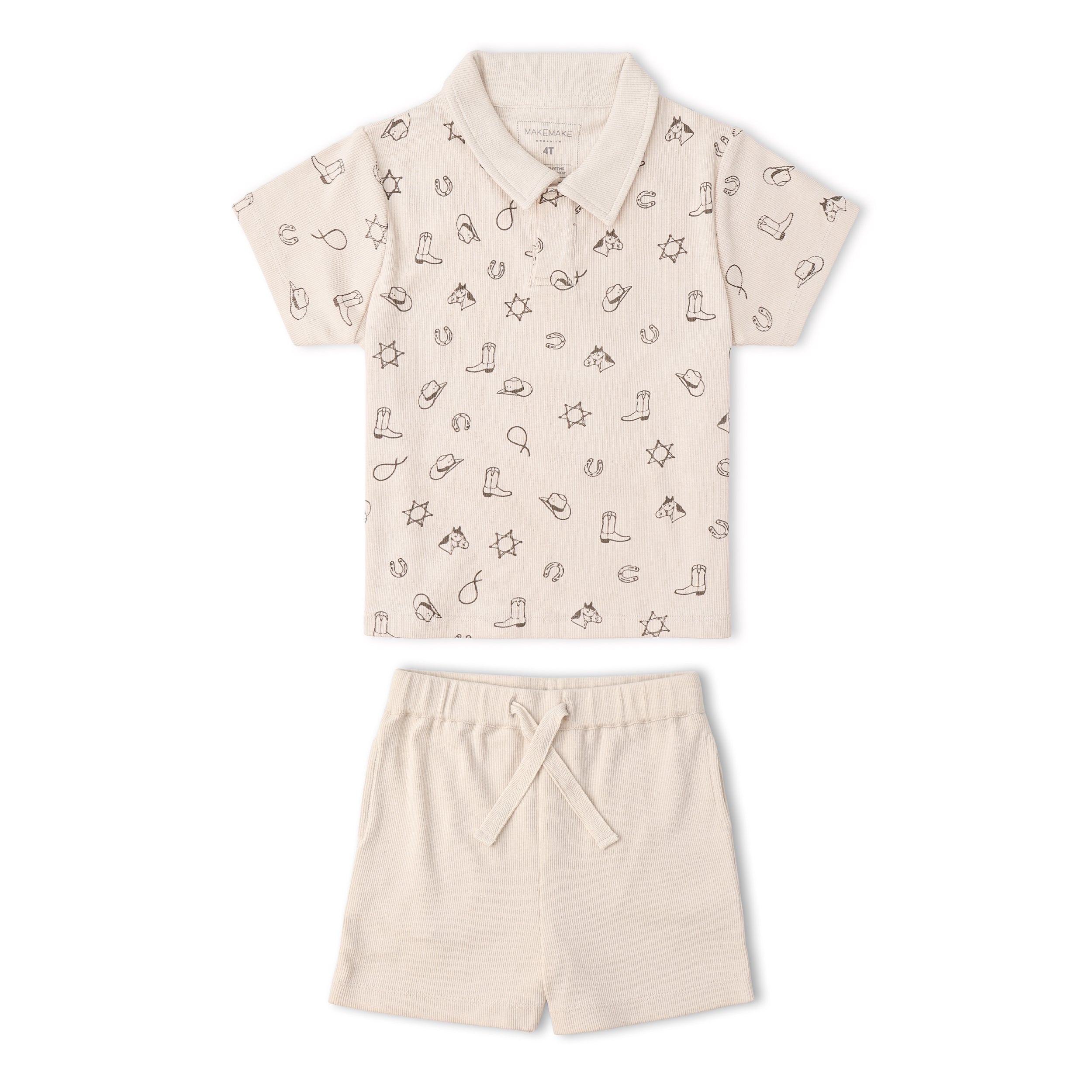 Organic Collar Tee & Shorts Set - Rodeo - Makemake Organics