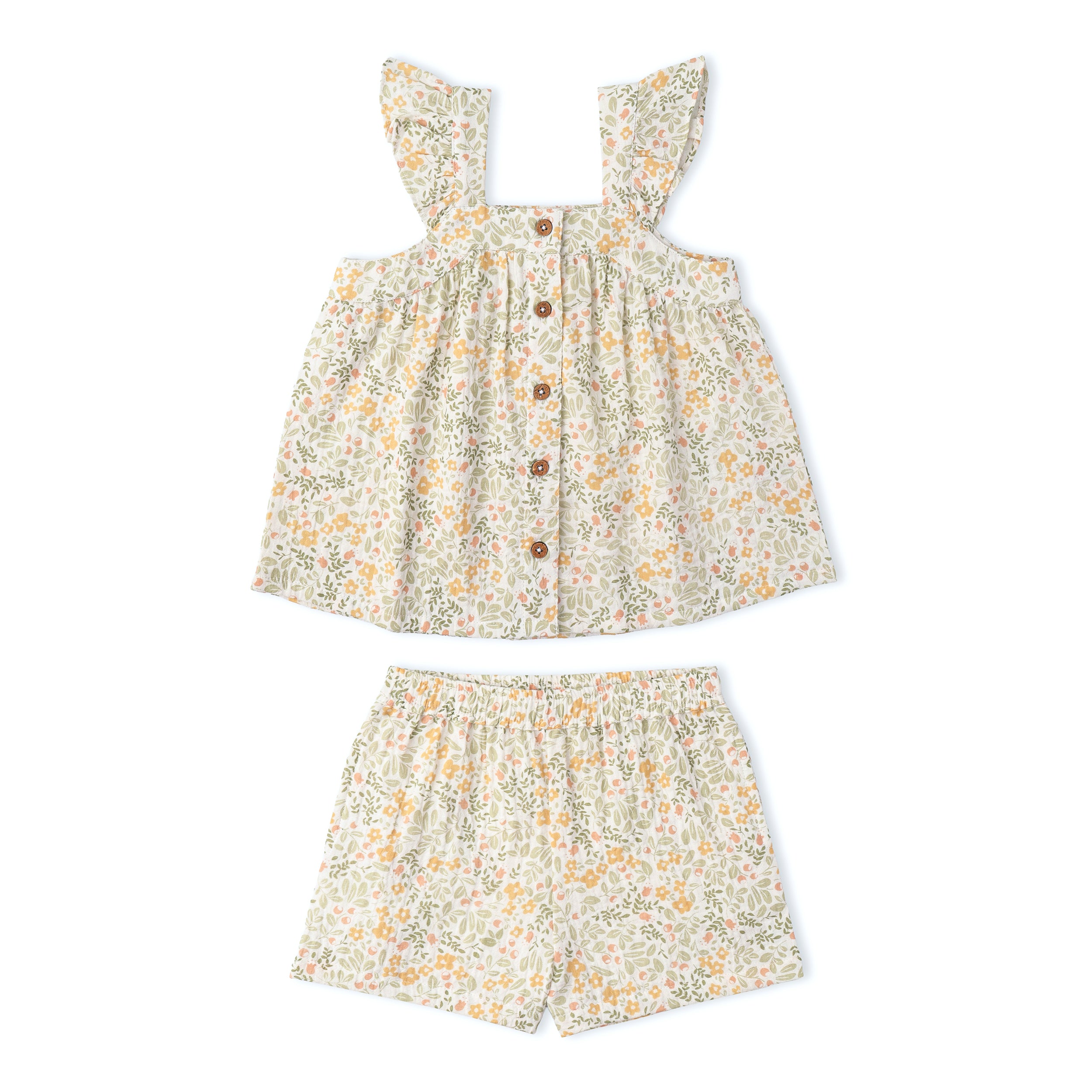 Organic Flutter Top & Shorts Set - Bloomfield - Makemake Organics