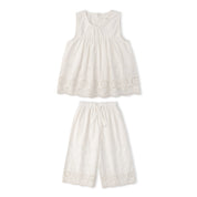 Organic Eyelet Top And Pant Set - Ivory Eyelet - Makemake Organics