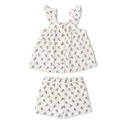 Organic Flutter Top & Shorts Set - Poppy - Makemake Organics