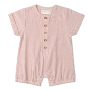 Organic Short Bubble Romper - Coral Stripes - Makemake Organics