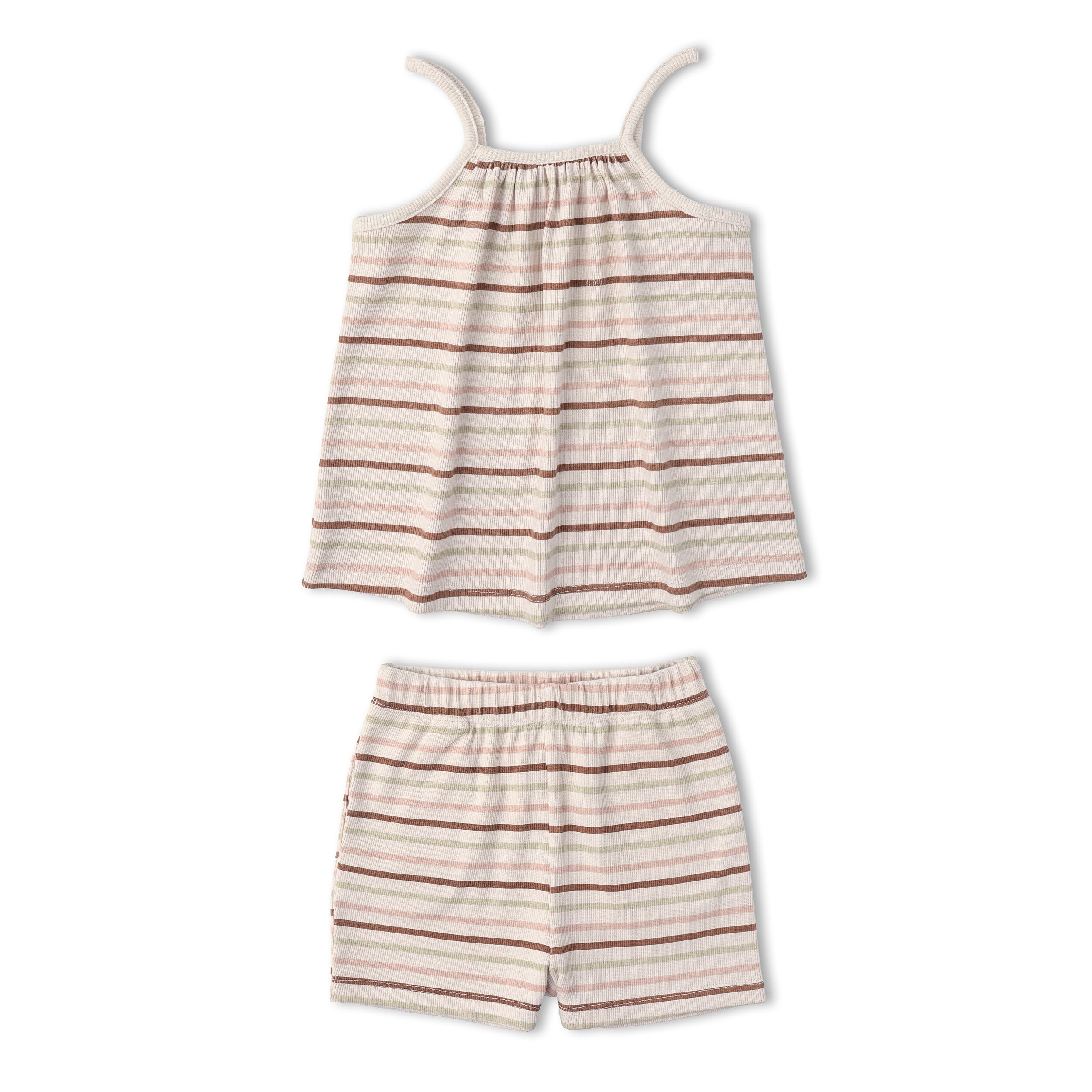 Organic Tank Top & Shorts Set - Terra Stripes - Makemake Organics
